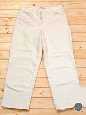 Nine West Women’s Straight Jeans, White Solid Denim, Size 12 Regular
